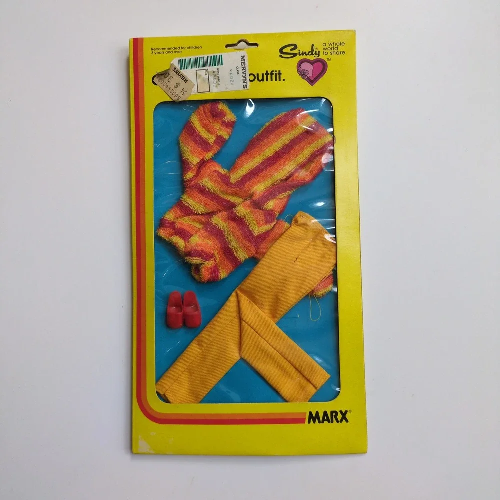 Vtg‎ 70s Marx Sindy Windswept #44203 Doll Outfit Yellow Striped Terry Cloth